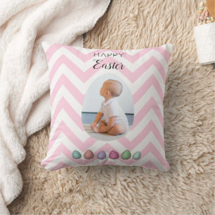 Personalisiertes Osterei mit 2 Fotos in rosa Paste Kissen