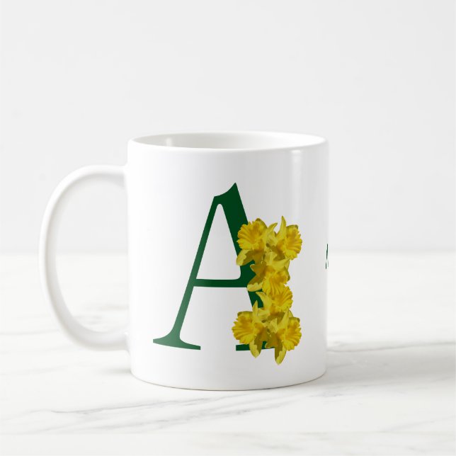 Personalisiertes Osterglocken-Monogramm Initiale A Kaffeetasse (Links)
