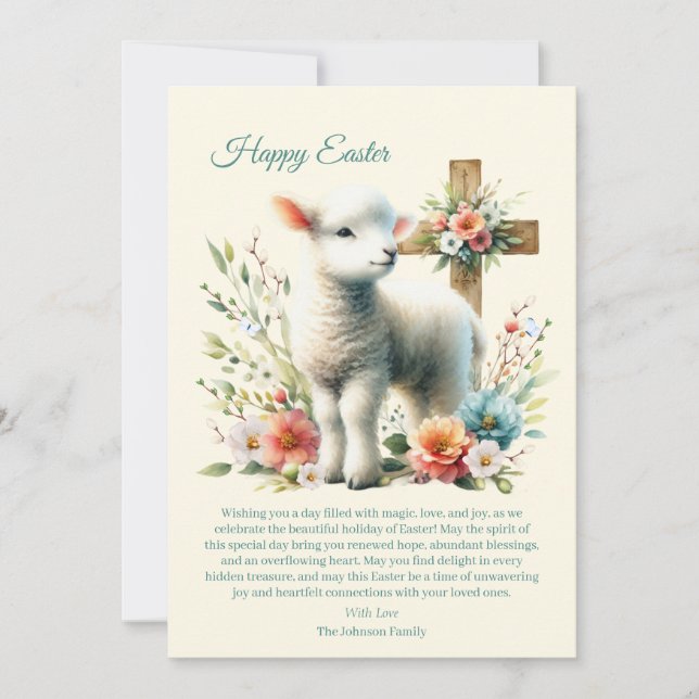 Personalisiertes Osterlamm Feiertagskarte (Vorderseite)