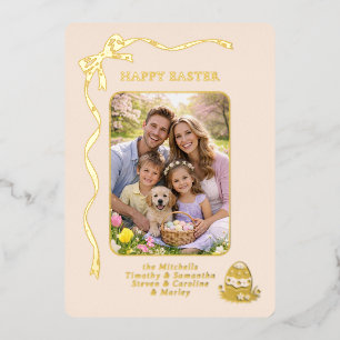 Personalisiertes Ostern Familienfoto Goldband-Schl Folien Feiertagskarte