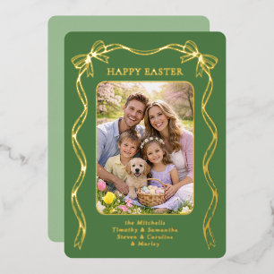 Personalisiertes Ostern Familienfoto Goldband-Schl Folien Feiertagskarte