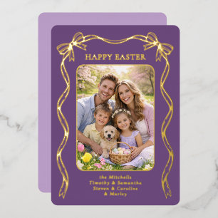 Personalisiertes Ostern Familienfoto Goldband-Schl Folien Feiertagskarte