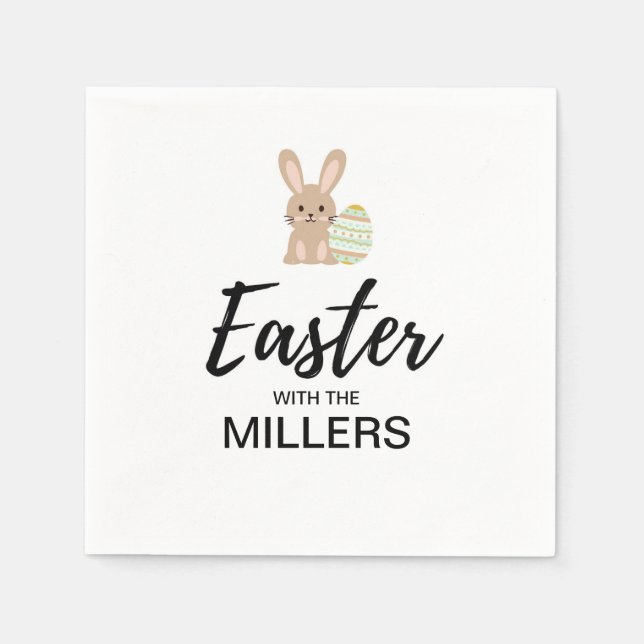 Personalisiertes Ostern "mit der Familie" | Serviette (Vorderseite)