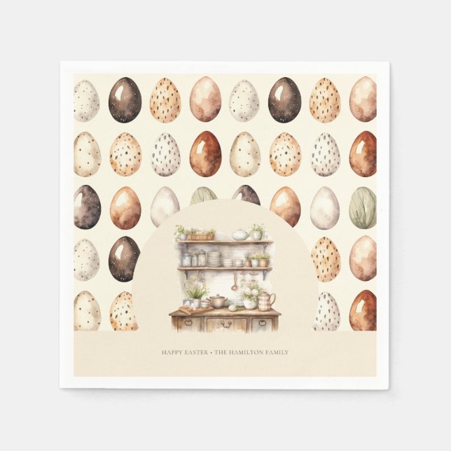 Personalisiertes Ostern Vintage Küche Serviette (Vorderseite)