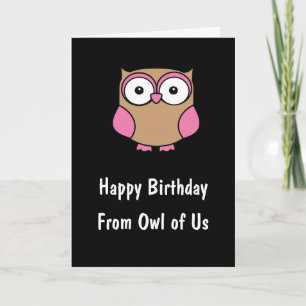 Personalisiertes Owl Birthday Pink Karte