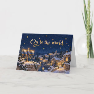 Personalisiertes Oy to the World Chanukka Karte
