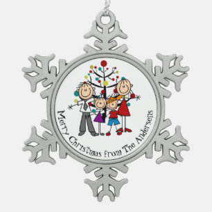 Personalisiertes Paar, Junge, Schneeflocke Schneeflocken Zinn-Ornament