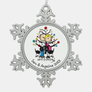 Personalisiertes Paar, Junge, Schneeflocken Zinn-Ornament