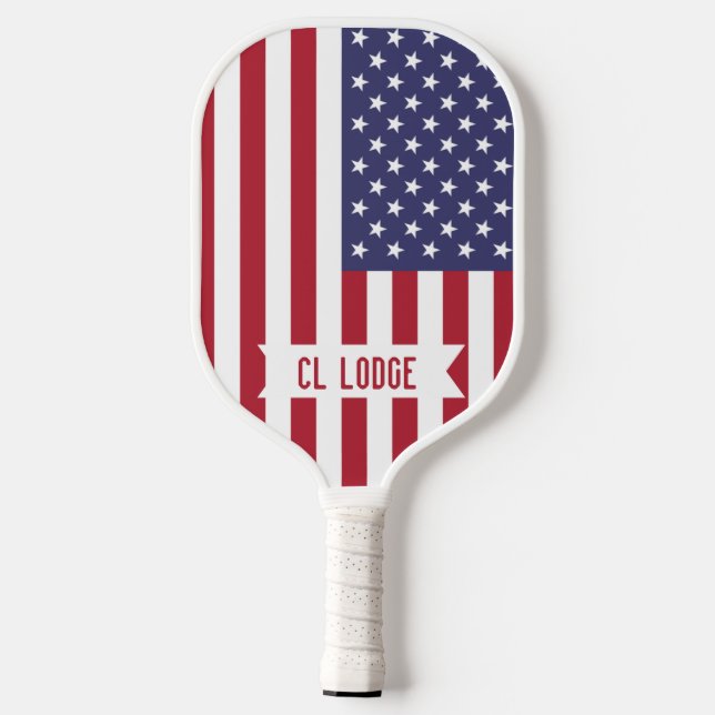 Personalisiertes Paddel unter amerikanischer Flagg Pickleball Schläger (Rückseite)