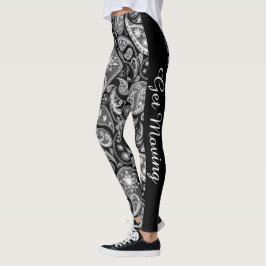 Personalisiertes Paisley Schwarz-weiß Leggings