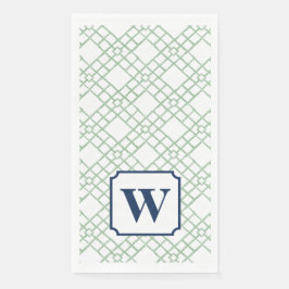 Personalisiertes Palm Beach Grünes Gitter-Monogram Serviette