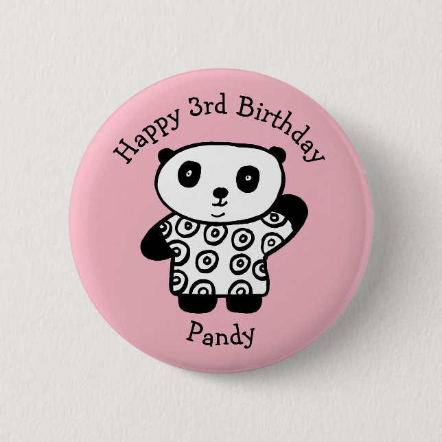 Personalisiertes Pandy Panda-alles Gute zum Button (Vorderseite)