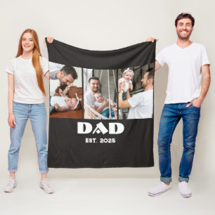 Personalisiertes Papa-Erinnerung 3-Foto-Collage Fleecedecke