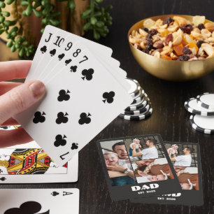 Personalisiertes Papa-Erinnerung 3-Foto-Collage Spielkarten