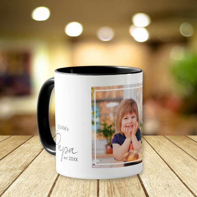 Personalisiertes Papa Est Jahr Großkind Name Foto Tasse (Personalized Papa Est Year Grandkid Name Photo Mug)