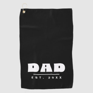 Personalisiertes Papa Est. Jahr - Modern Schwarz & Golfhandtuch