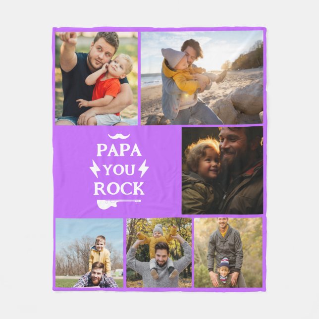 Personalisiertes Papa-Geschenk mit 6 Fotos - Kinde Fleecedecke (Vorderseite)
