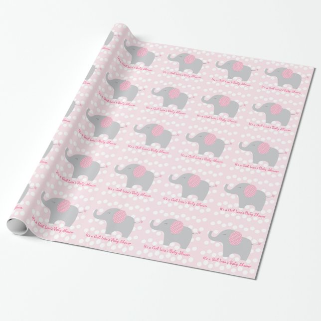 Personalisiertes Papier mit rosa Elephant Geschenkpapier (Ungerollt)
