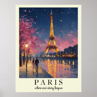 Personalisiertes Paris-Nacht-Wandkunstposter Poster