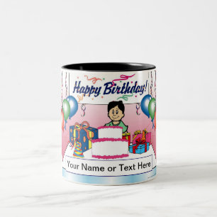 Personalisiertes Party, Geburtstag - Junge Cartoon Zweifarbige Tasse