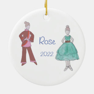 Personalisiertes Party Girl/Chinese Tee Nutcracker Keramik Ornament