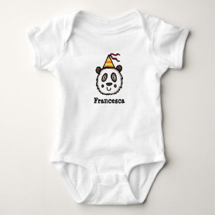 Personalisiertes Party Panda mit einem Party-Hut Baby Strampler