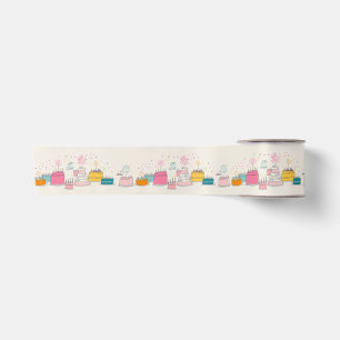 Personalisiertes Party-Taschentuch – Doodle-Cakes Satinband