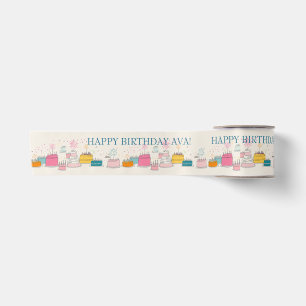 Personalisiertes Party-Taschentuch – Doodle-Cakes Satinband