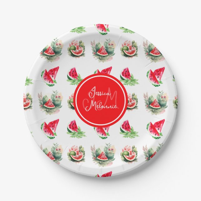 Personalisiertes Party | Wassermelone Pappteller (Vorderseite)