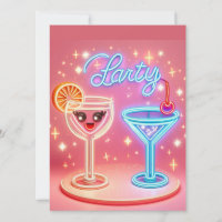 Personalisiertes Party Zeit Neon Einladung
