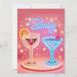 Personalisiertes Party Zeit Neon Einladung