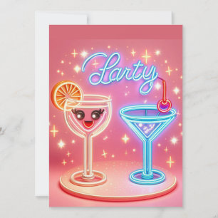 Personalisiertes Party Zeit Neon Einladung