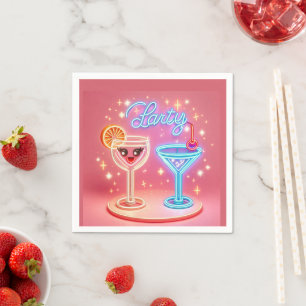 Personalisiertes Party Zeit Neon Einladung Serviette