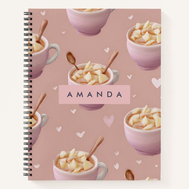 Personalisiertes Pastel Apple Zimtmuster Notizbuch (Vorderseite)