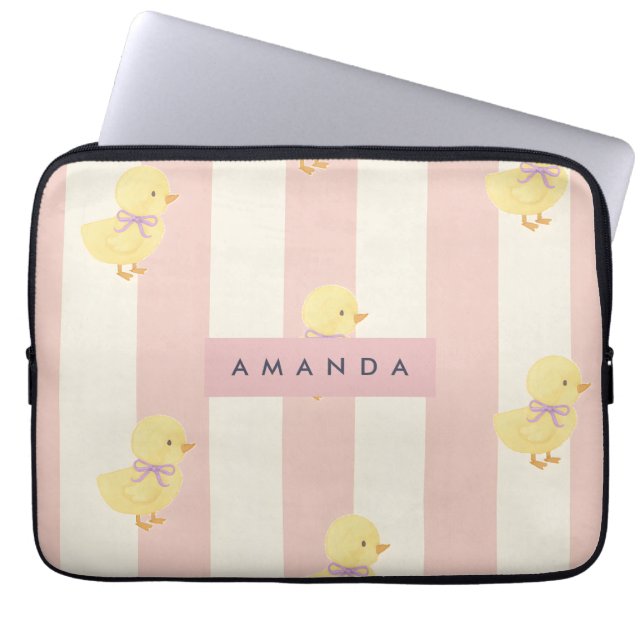 Personalisiertes Pastel Kawaii Chicks Muster Laptopschutzhülle (Vorderseite)