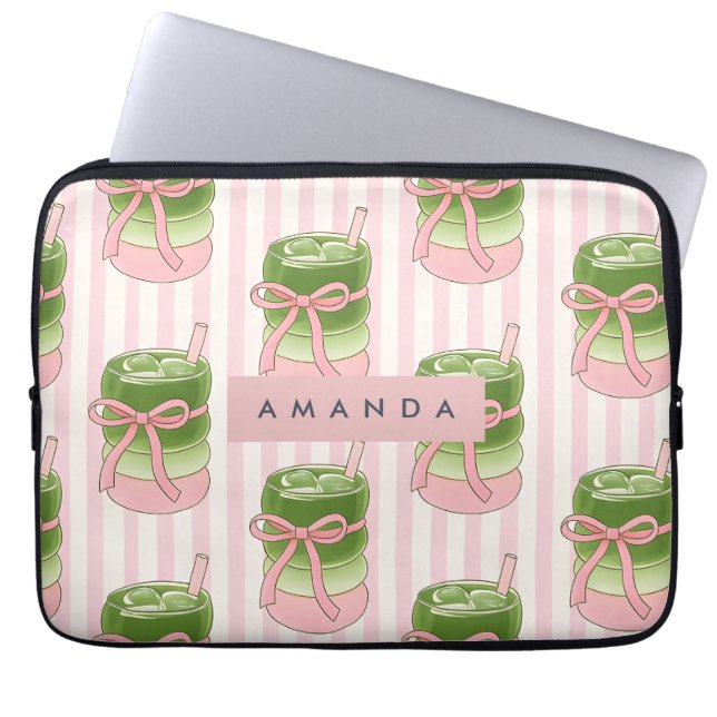 Personalisiertes Pastel Matcha Cups-Muster Laptopschutzhülle (Vorderseite)