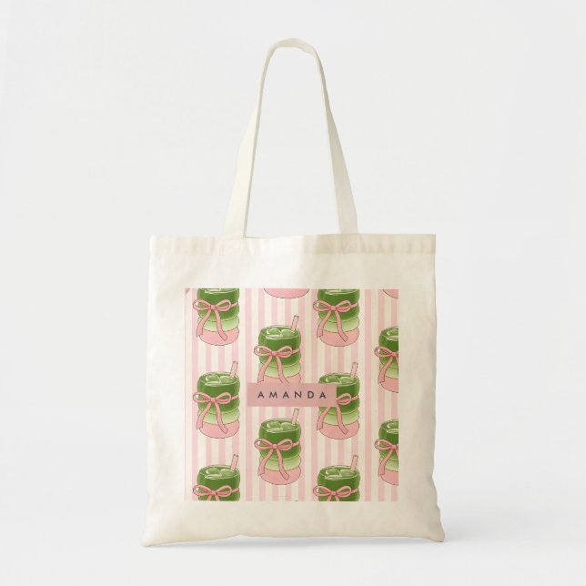 Personalisiertes Pastel Matcha Cups-Muster Tragetasche (Vorne)