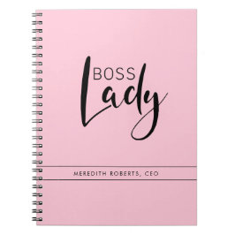 Personalisiertes Pastel Pink Boss Lady Logo Notizblock