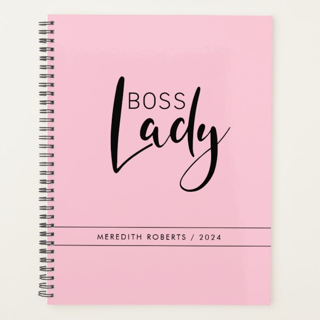 Personalisiertes Pastel Pink Boss Lady Logo Planer (Vorderseite)
