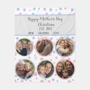 Personalisiertes Pastel Pink Mother Day Foto Fleecedecke
