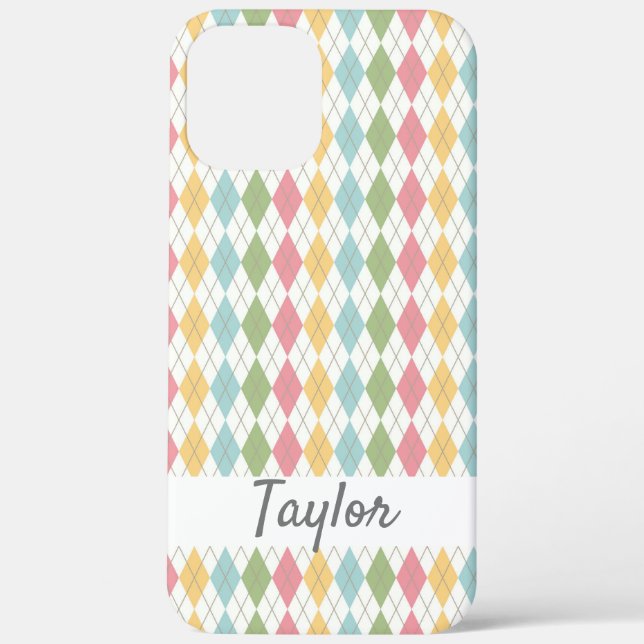 Personalisiertes Pastell-Argyle-Muster Case-Mate iPhone Hülle (Rückseite)