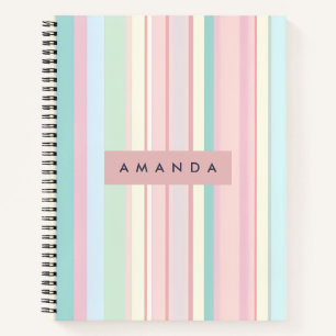 Personalisiertes Pastell Bonbon Streifendesign Notizbuch
