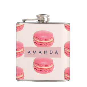 Personalisiertes Pastell Chic Pink Macaron Muster Flachmann