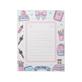 Personalisiertes Pastell-Coquette-Lehrer-Notizbuch Notizblock