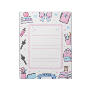 Personalisiertes Pastell-Coquette-Lehrer-Notizbuch Notizblock