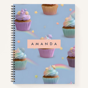 Personalisiertes Pastell Cupcakes Muster Notizbuch