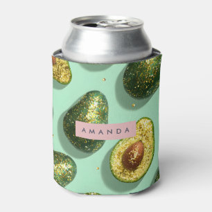 Personalisiertes Pastell-Glitter-Avocado-Design Dosenkühler