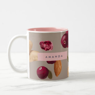 Personalisiertes Pastell Herbst Ernte Nüsse Muster Zweifarbige Tasse