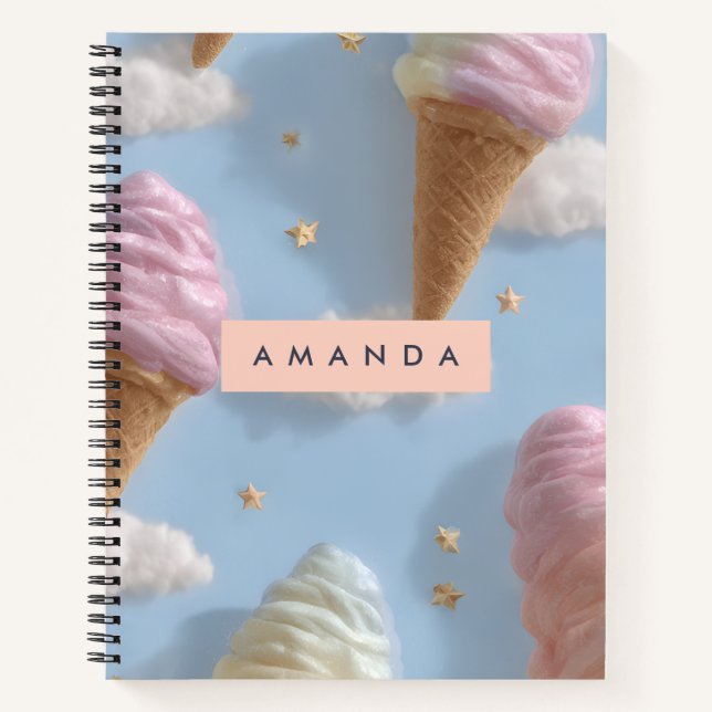 Personalisiertes Pastell-Ice-Muster Notizbuch (Vorderseite)