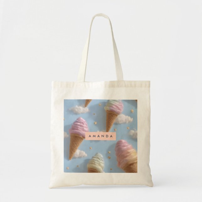 Personalisiertes Pastell-Ice-Muster Tragetasche (Vorne)